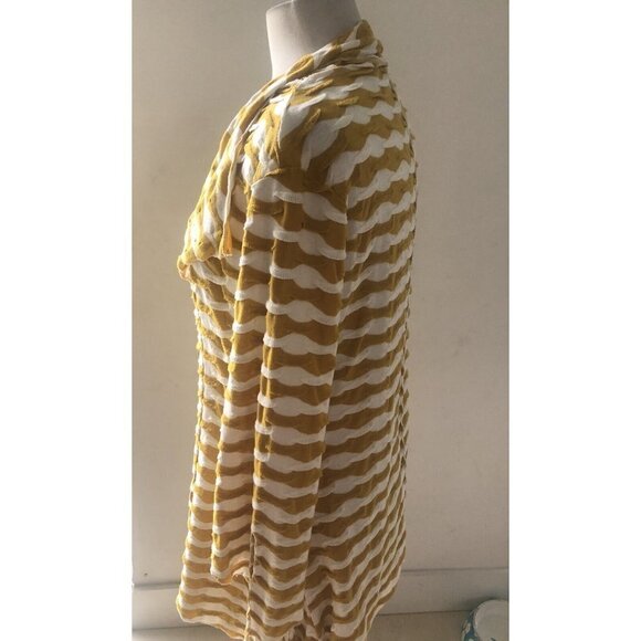 Adorn Women's Large Tunic Shirt  Asymmetrical Hem Cotton Spandex Blend Yellow - Picture 3 of 9
